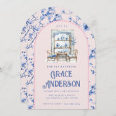 ピンク&ブルーチノワセリーティー招待状 招待状 (正面/裏面)