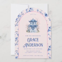 ピンク&ブルーチノワセリーティー招待状 招待状