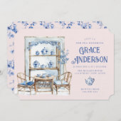 ピンク&ブルーチノワセリーバンブーティー招待状 招待状 (正面/裏面)