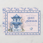 ピンク&ブルーチノワセリーバンブーティー招待状 招待状 (正面/裏面)