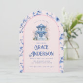 ピンク&ブルーチャイノエリーパゴダティー招待状 招待状 (スタンド正面)