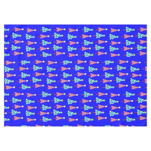 ピンク&ブルーツリーズブルーメリークリスマステーブルクロス テーブルクロス (正面(横))