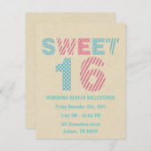 ピンク&ブルーデザインSweet sixteen招待状 招待状 (正面/裏面)