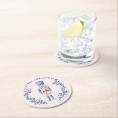 ピンク&ブルートイレクレストナツクラッカー ラウンドペーパーコースター (インサイチュ)