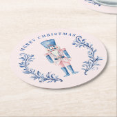 ピンク&ブルートイレクレストナツクラッカー ラウンドペーパーコースター (アングル)