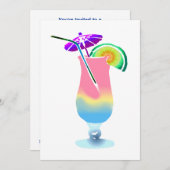 ピンク&ブルートロピカルドリンク 招待状 (正面/裏面)