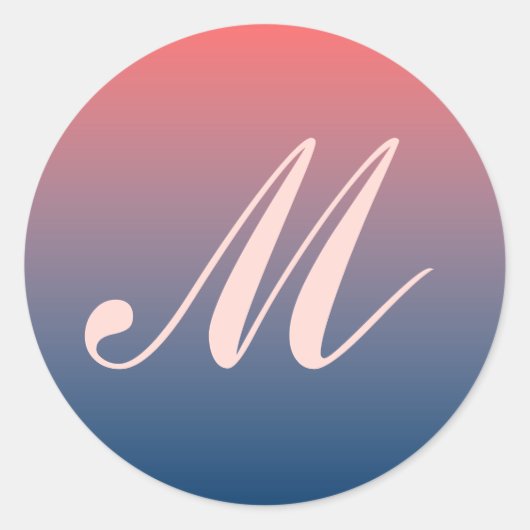 ピンク&ブルートワイライトモノグラム結婚ズシール ラウンドシール (正面)