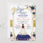 ピンク&ブルーバタフライキンセアニェラメキシコ誕生日 招待状 (正面)