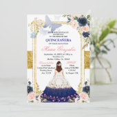 ピンク&ブルーバタフライキンセアニェラメキシコ誕生日 招待状 (スタンド正面)