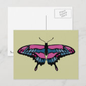 ピンク&ブルーバタフライポストカード ポストカード (正面/裏面)