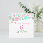 ピンク&ブルーバブル誕生日招待状 招待状 (スタンド正面)