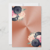 ピンク&ブルーバラ金ゴールドフローラキンセアニェラ 招待状 (裏面)