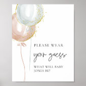 ピンク&ブルーバルーンジェンダーあなたの推測を明らかにする衣服 ポスター (正面)