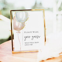 ピンク&ブルーバルーンジェンダーあなたの推測を明らかにする衣服 ポスター