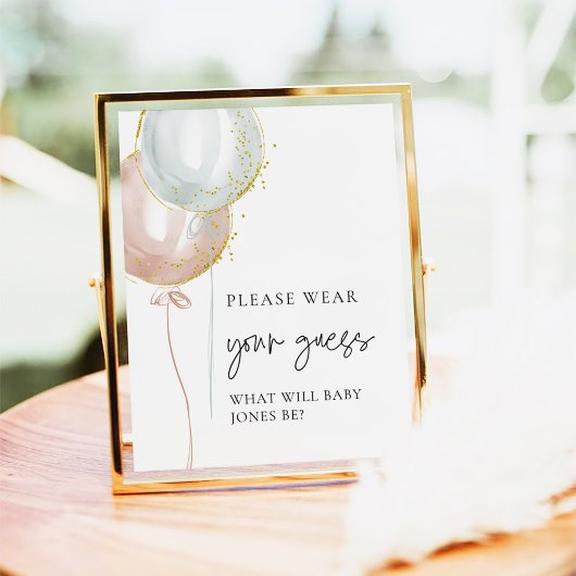 ピンク&ブルーバルーンジェンダーあなたの推測を明らかにする衣服 ポスター