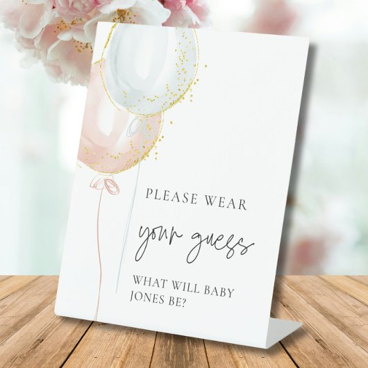 ピンク&ブルーバルーンジェンダーあなたの推測を明らかにする衣服 台座サイン