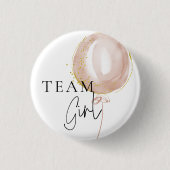 ピンク&ブルーバルーンジェンダーがチームガールを明らかにする 缶バッジ (正面)