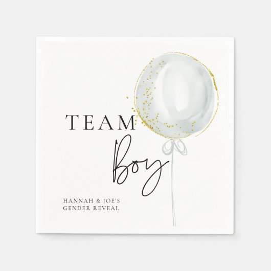 ピンク&ブルーバルーンジェンダーがチームボーイを明らかにする スタンダードカクテルナプキン (正面)