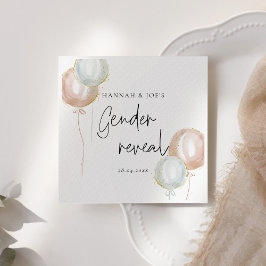 ピンク&ブルーバルーンジェンダーがチームボーイを明らかにする スタンダードカクテルナプキン