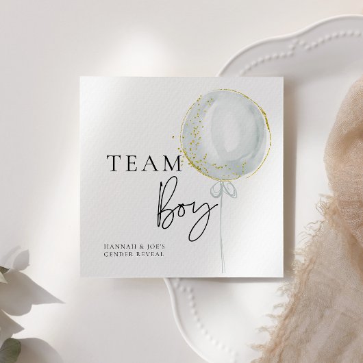 ピンク&ブルーバルーンジェンダーがチームボーイを明らかにする スタンダードカクテルナプキン