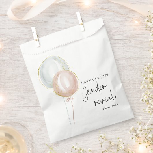 ピンク&ブルーバルーンジェンダーがチームボーイを明らかにする フェイバーバッグ (クリップ留めされた状態)