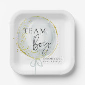 ピンク&ブルーバルーンジェンダーがチームボーイを明らかにする ペーパープレート (正面)