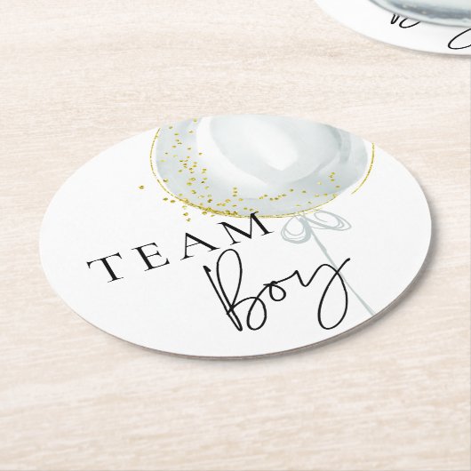 ピンク&ブルーバルーンジェンダーがチームボーイを明らかにする ラウンドペーパーコースター (アングル)