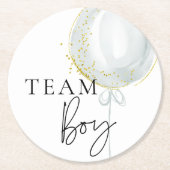 ピンク&ブルーバルーンジェンダーがチームボーイを明らかにする ラウンドペーパーコースター (正面)