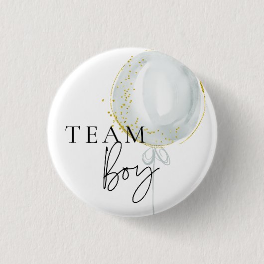 ピンク&ブルーバルーンジェンダーがチームボーイを明らかにする 缶バッジ (正面)