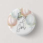 ピンク&ブルーバルーンジェンダーが少年や少女を明らかにする 缶バッジ (正面)