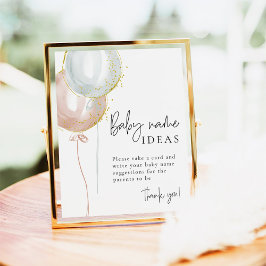 ピンク&ブルーバルーンジェンダーベビー名のアイディア ポスター