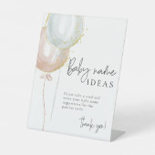 ピンク&ブルーバルーンジェンダーベビー名のアイディア 台座サイン (正面)