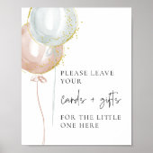 ピンク&ブルーバルーンジェンダーリビールカード+ギフト ポスター (正面)