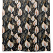 ピンク&ブルーパンパスグラスグリッター シャワーカーテン (正面)