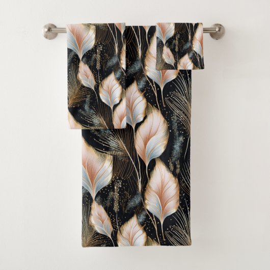 ピンク&ブルーパンパスグラスグリッター バスタオルセット (インサイチュ)