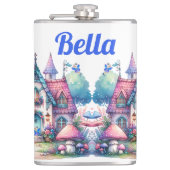 ピンク&ブルーフェアリーコテージコアモノグラムオンホワイト | フラスク (正面)