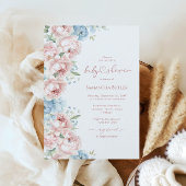 ピンク&ブルーフラワーベビーシャワー招待状 招待状