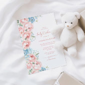ピンク&ブルーフラワーベビーシャワー招待状 招待状