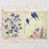 ピンク&ブルーフローラはがきスクラップブック紙 (正面/裏面)