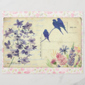 ピンク&ブルーフローラはがきスクラップブック紙 (裏面)