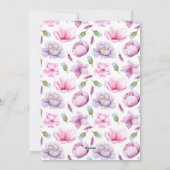 ピンク&ブルーフローラウォーターカラーハッピーイースターバニー シーズンカード (裏面)