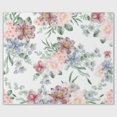 ピンク&ブルーフローラデザインラッピング紙 ラッピングペーパー (フラット)