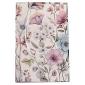 ピンク&ブルーフローラデザイン抱き枕 ミディアムペーパーバッグ (正面)