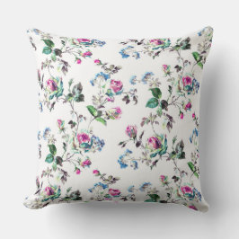 ピンク&ブルーフローラバラ屋外枕 アウトドアクッション
