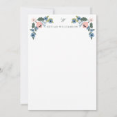 ピンク&ブルーフローラブロッサム植物リースノート ノートカード (裏面)