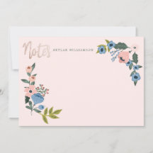 ピンク&ブルーフローラブロッサム植物リースノート