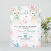 ピンク&ブルーベアーウィンタージェンダーリビール招待状 招待状 (スタンド正面)