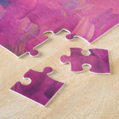 ピンク&ブルーマネのかわいい白いユニコーン ジグソーパズル (側面)