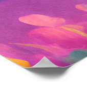 ピンク&ブルーマネのかわいい白いユニコーン ポスター (角)