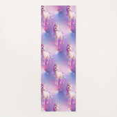 ピンク&ブルーマネのかわいい白いユニコーン ヨガマット (裏面)
